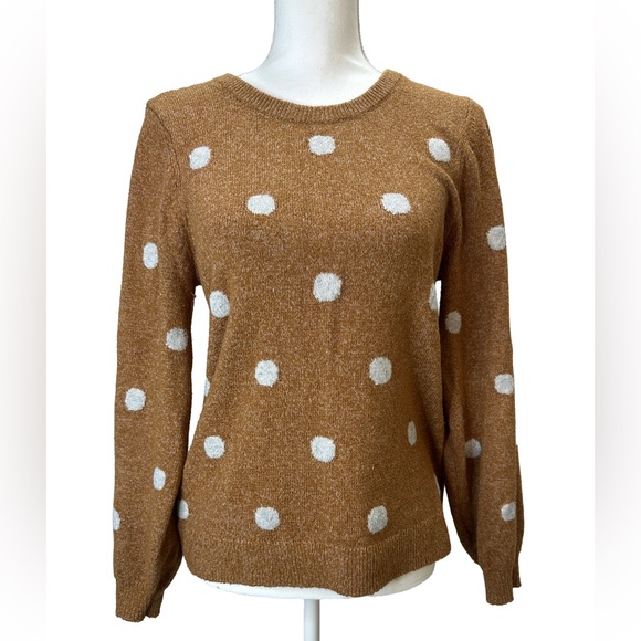 Lucky Brand Sweaters - LUCKY BRAND Brown polka dot sweater w/ tie back size M